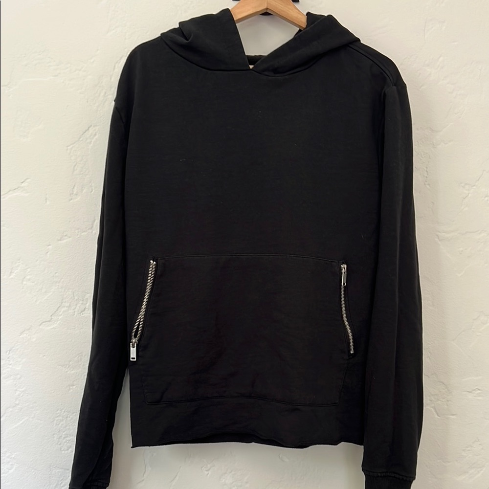 Black Men's Hoodie Sweater with Zipper front pocket